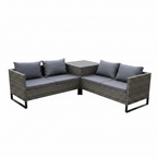 Premium Outdoor Rattan Large Corner Sofa With Central Corner Storage Box & Coffee Table Garden Set
