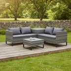 Premium Outdoor Rattan Large Corner Sofa With Central Corner Storage Box & Coffee Table Garden Set