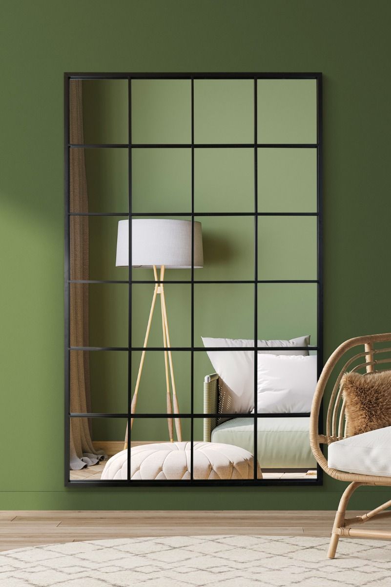 Black Modern Window Leaner Mirror / Wall Mirror