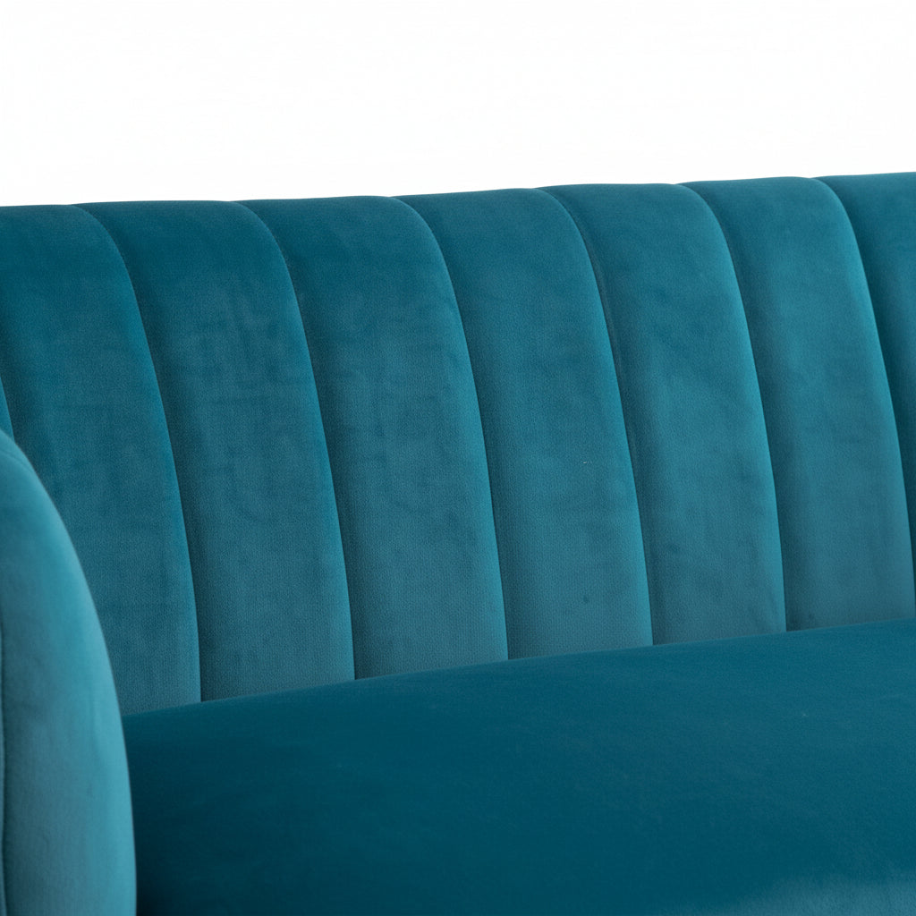 Teal Velvet Armchair with Gold Legs