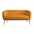 Mustard Yellow Velvet 2 Seater Sofa with Gold Legs