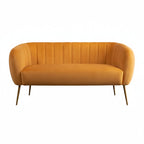Mustard Yellow Velvet 2 Seater Sofa with Gold Legs