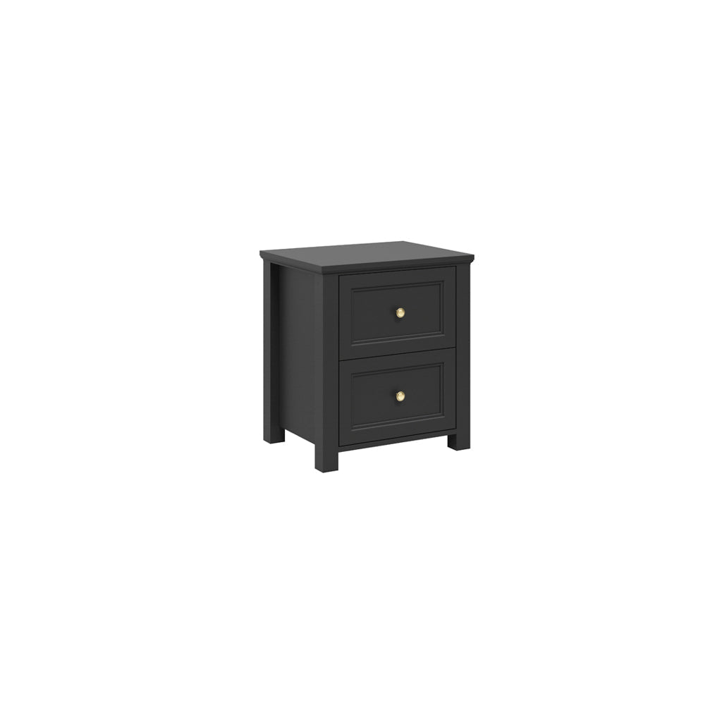 Black And Gold Handle Elegance Bedside Cabinet