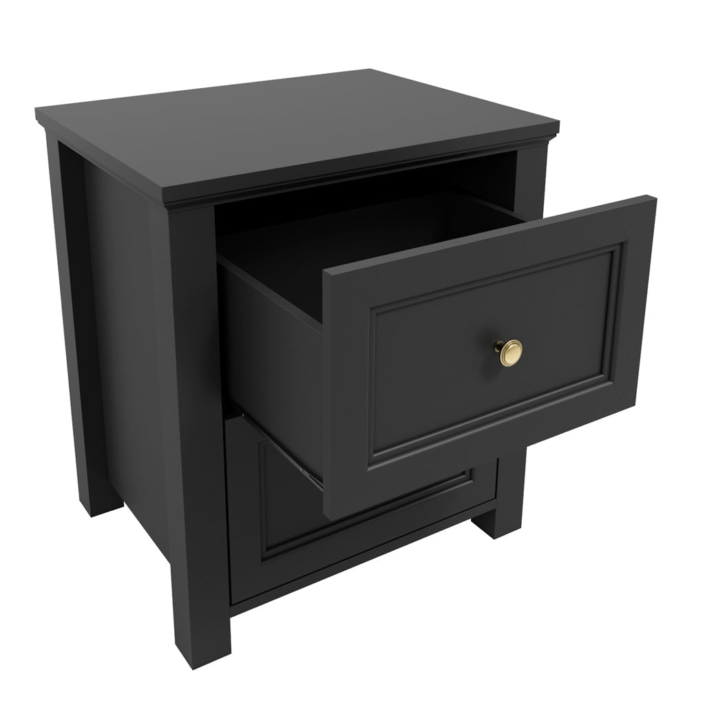 Black And Gold Handle Elegance Bedside Cabinet