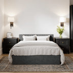 Black And Gold Handle Elegance Bedside Cabinet