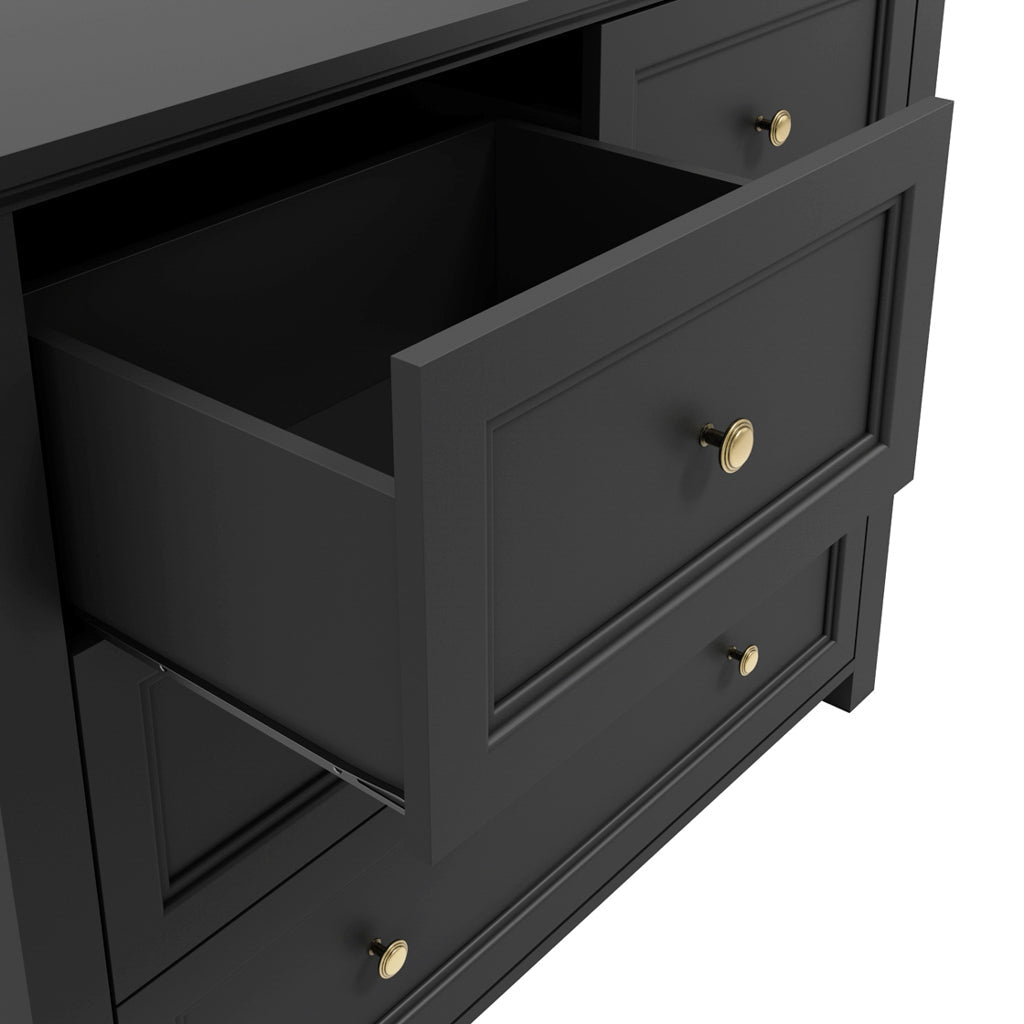 Chest Of Drawers In Black With Gold Handles