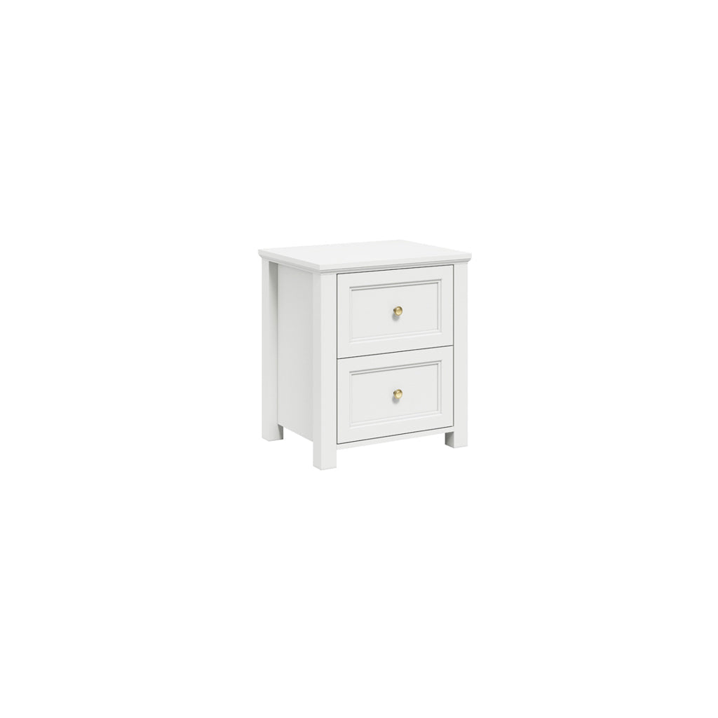 White And Gold Handle Elegance Bedside Cabinet