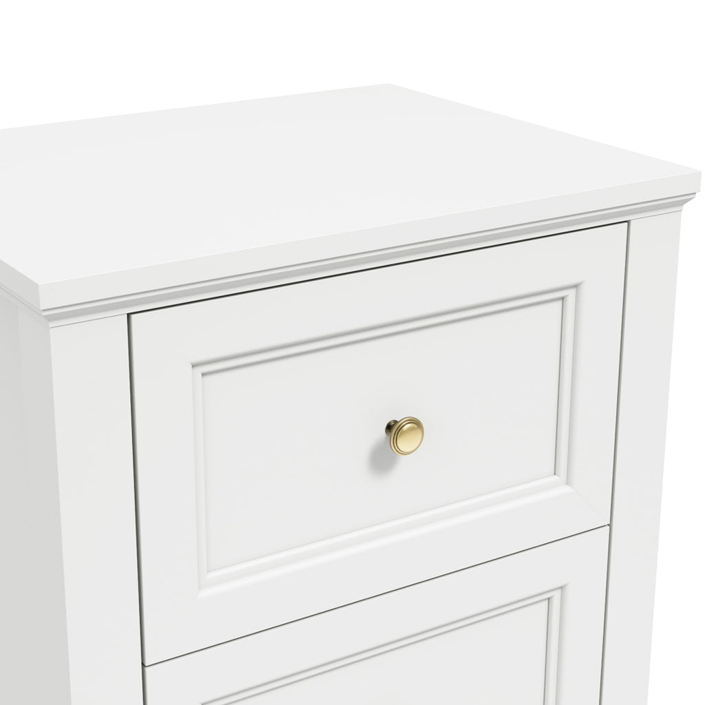 White And Gold Handle Elegance Bedside Cabinet