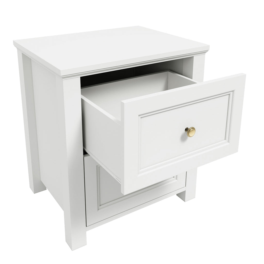 White And Gold Handle Elegance Bedside Cabinet