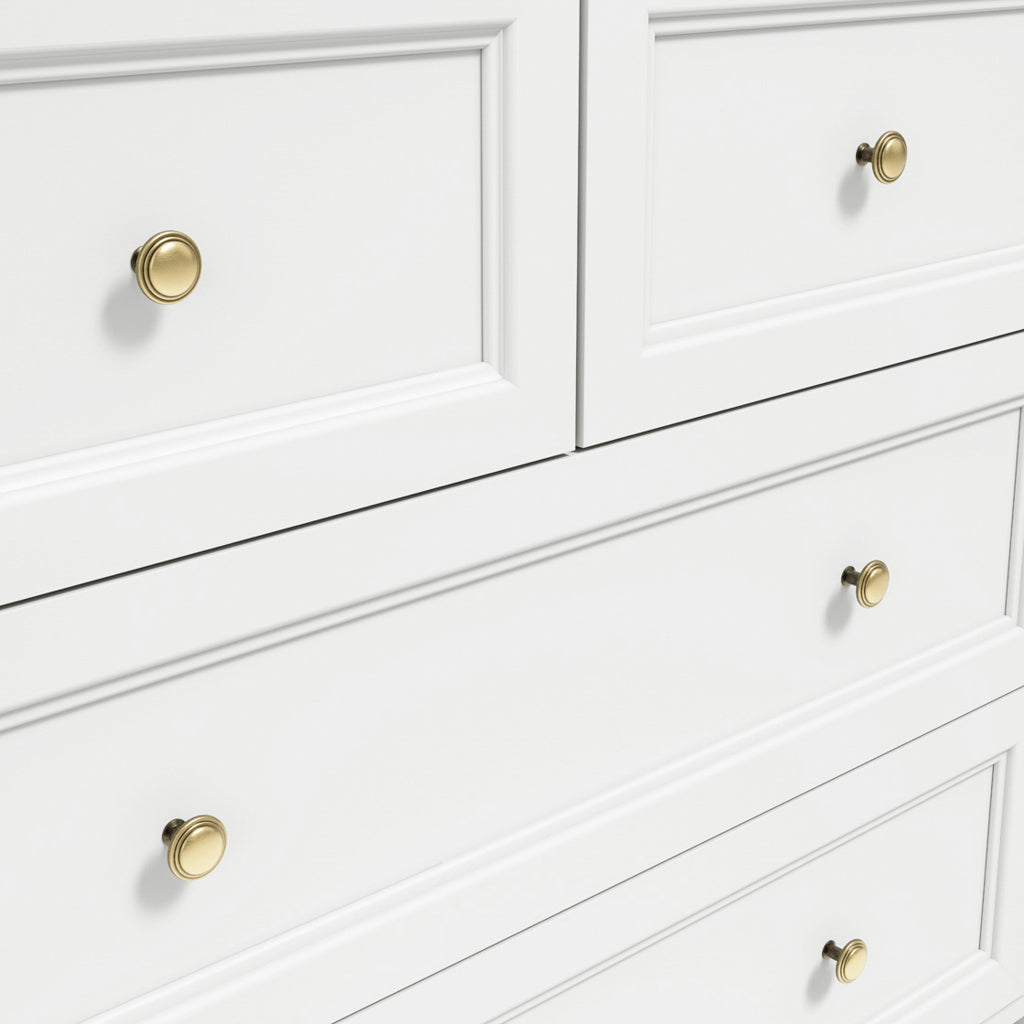 Chest Of Drawers In White With Gold Handles