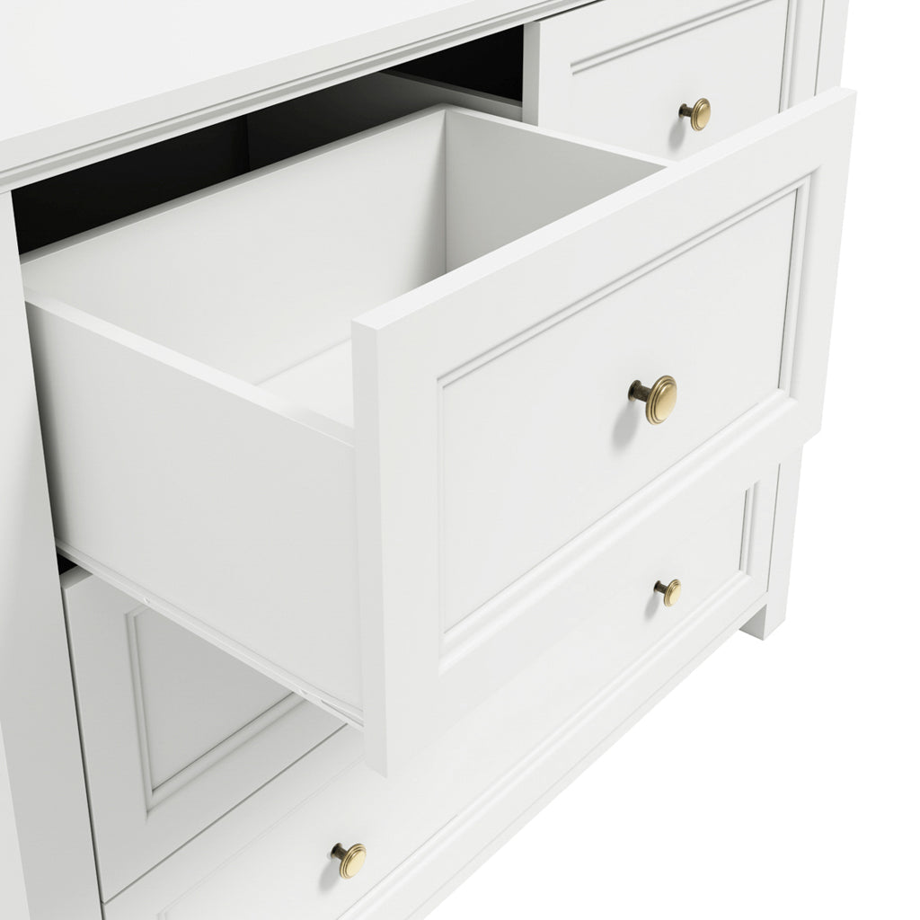 Chest Of Drawers In White With Gold Handles