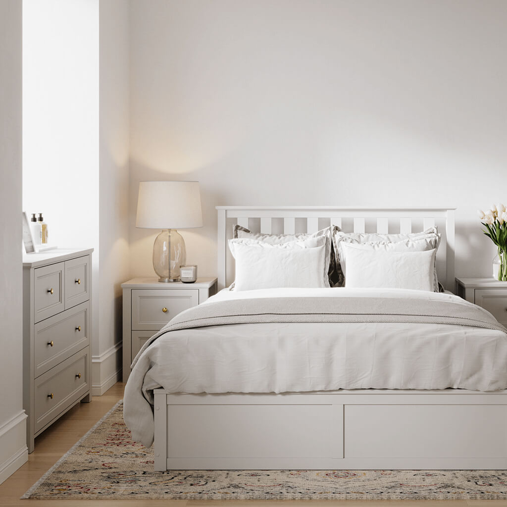Chest Of Drawers In White With Gold Handles