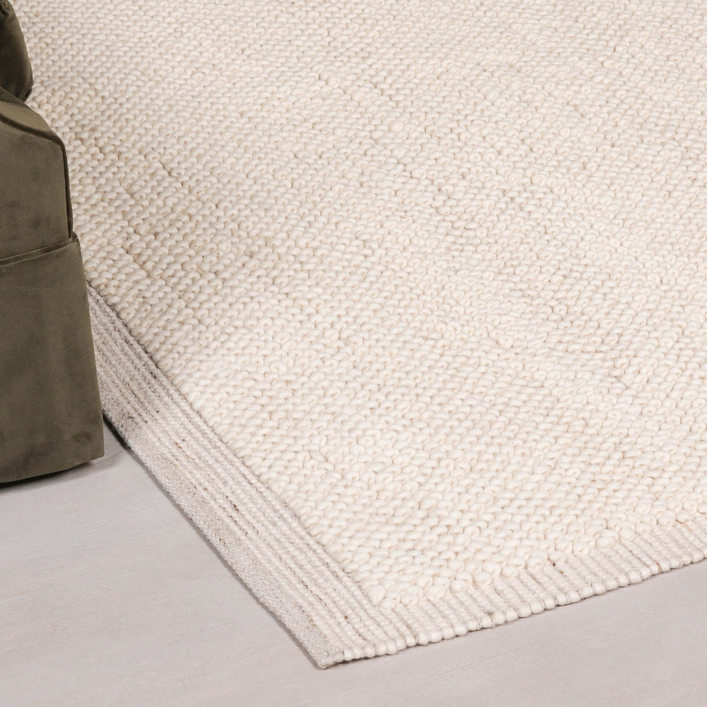 Ivory Pebble Wool Border Rug 230x160cm