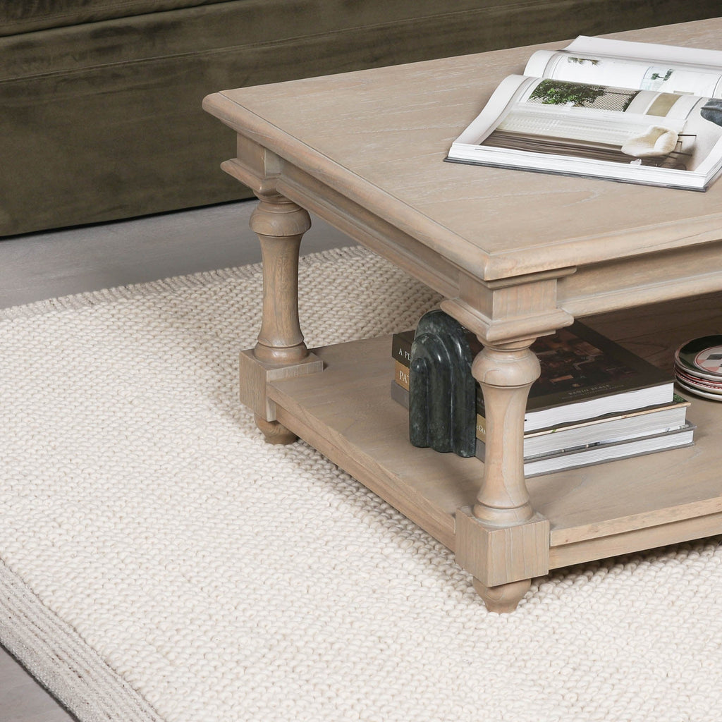 Ivory Pebble Wool Border Rug 230x160cm