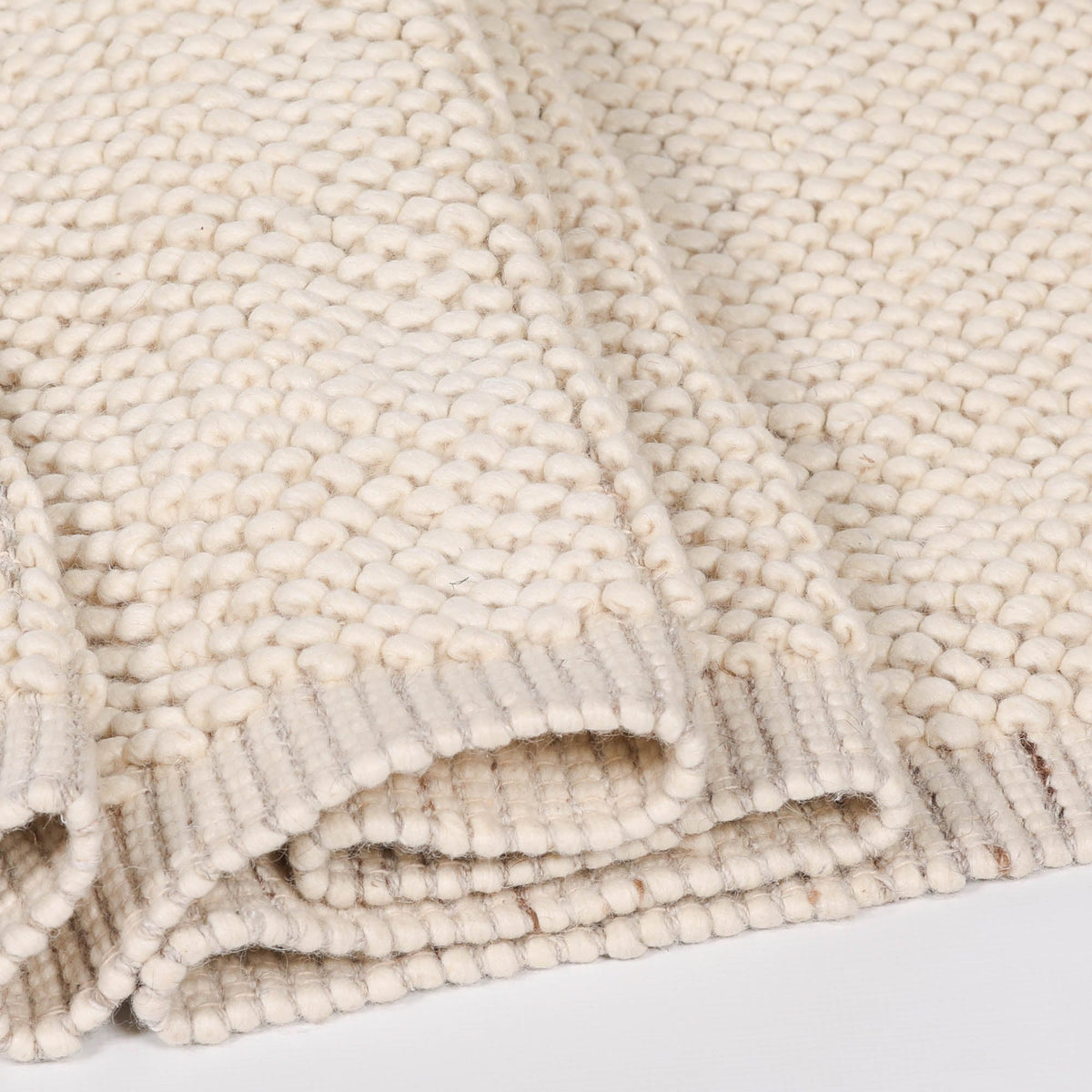 Ivory Pebble Wool Border Rug 170x120cm