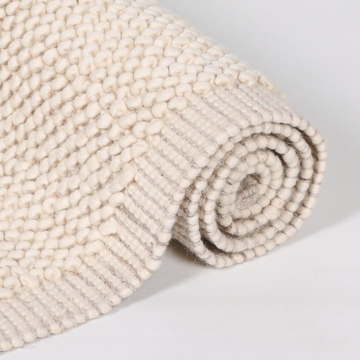Ivory Pebble Wool Border Rug 170x120cm