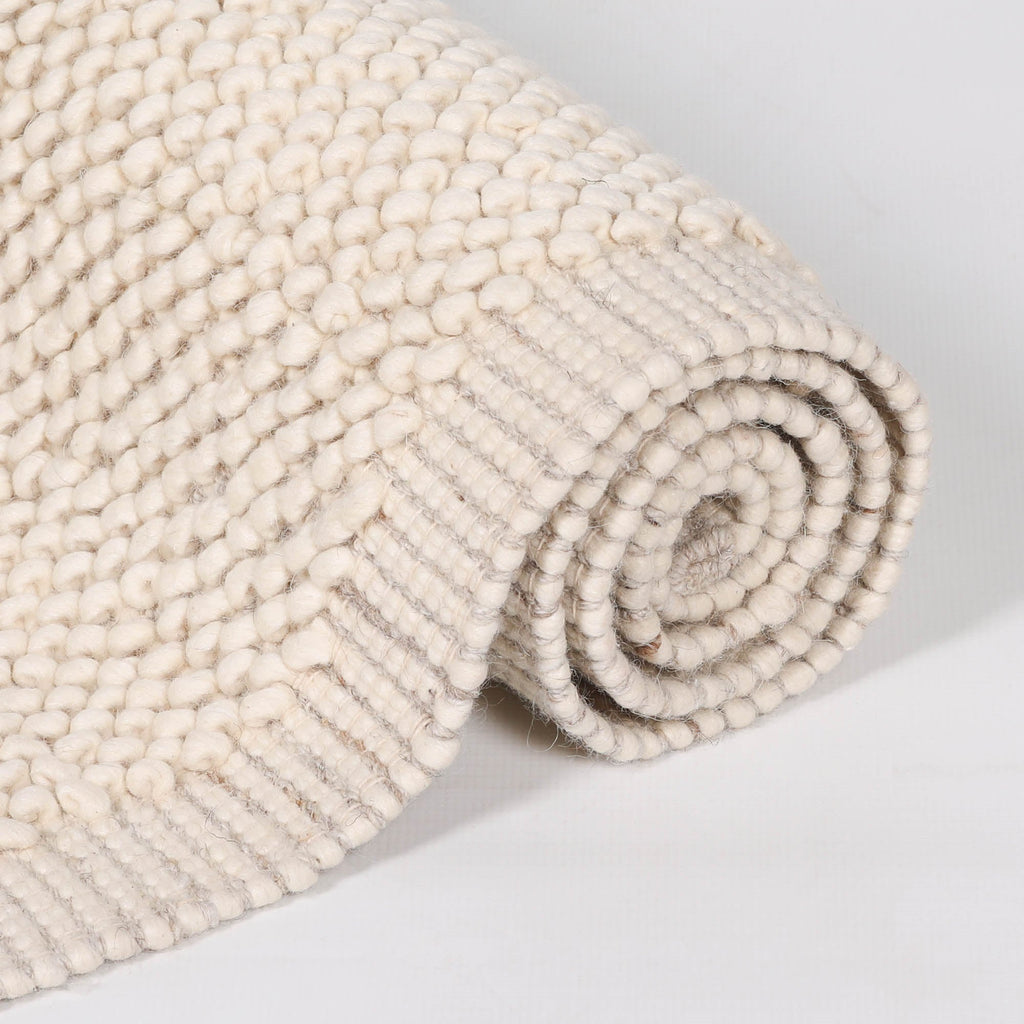 Ivory Pebble Wool Border Rug 260x180cm