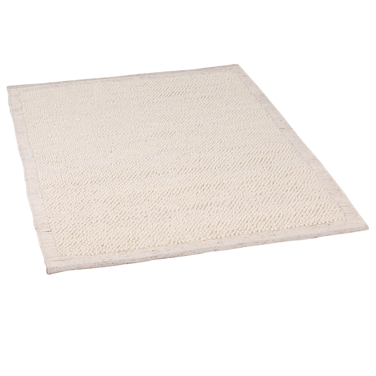 Ivory Pebble Wool Border Rug 260x180cm