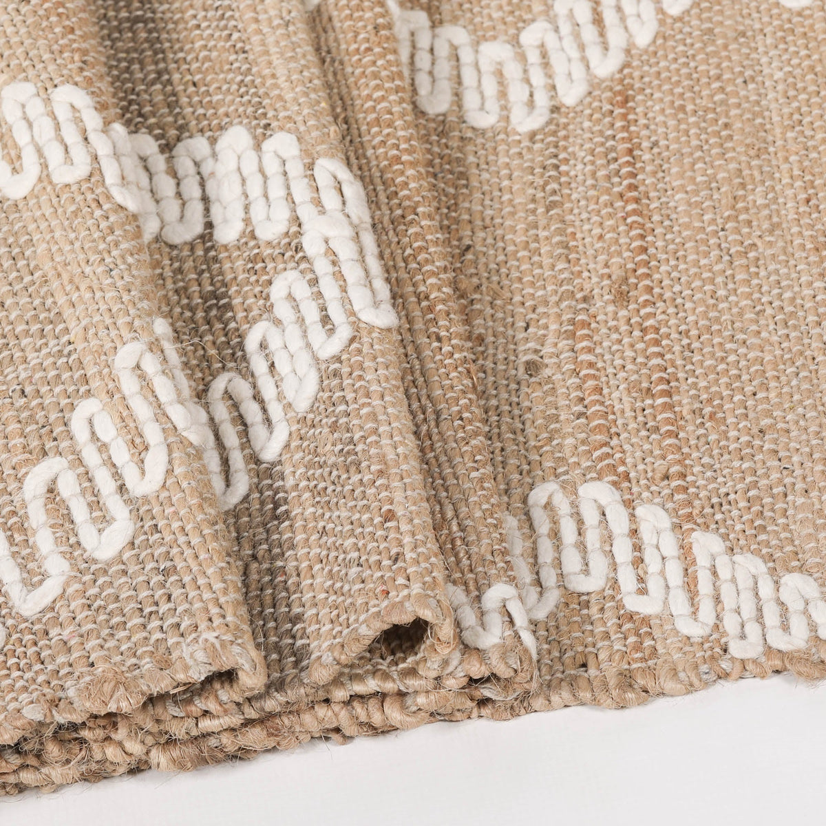 Woven Jute Rug with Wool Pattern 260x180cm