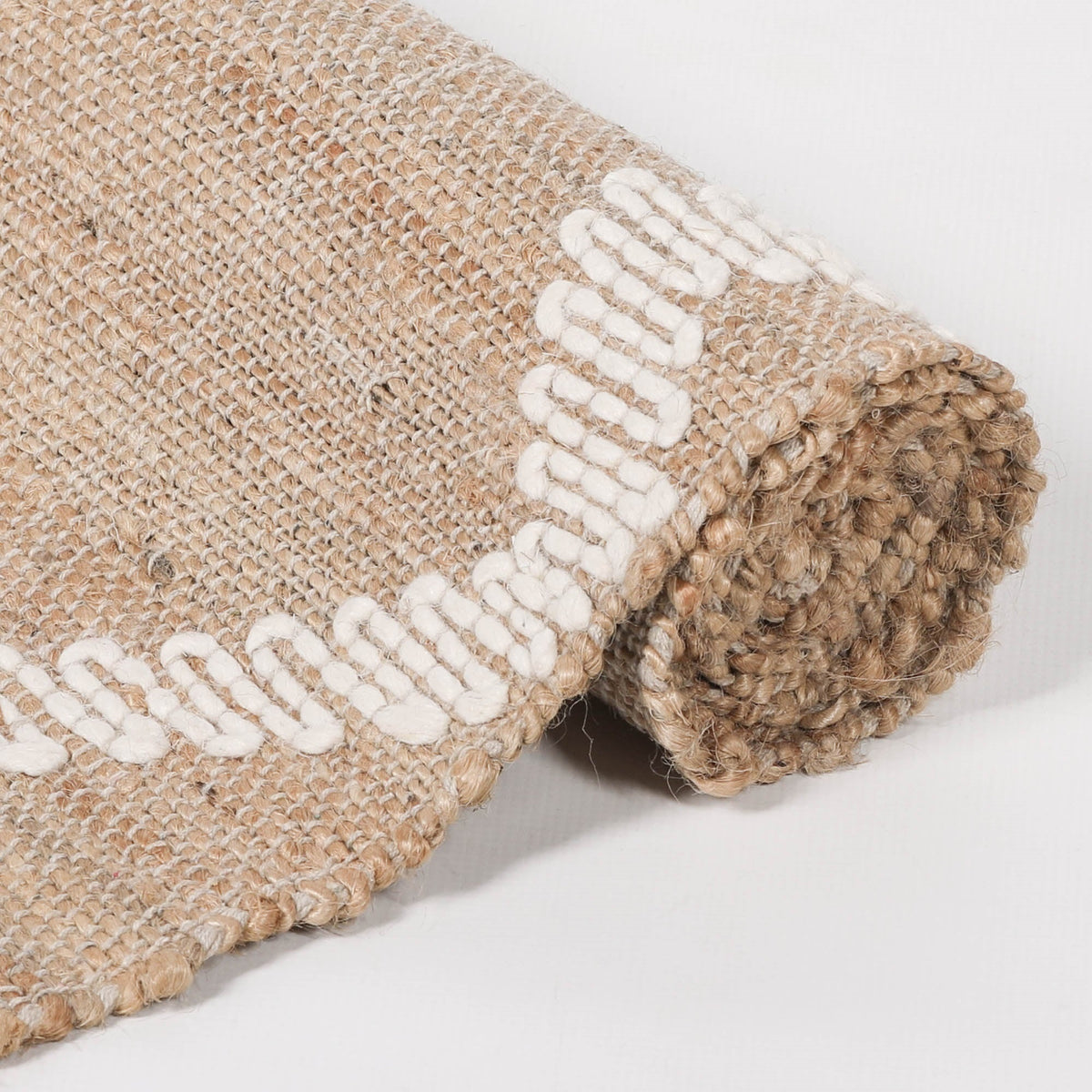Woven Jute Rug with Wool Pattern 260x180cm