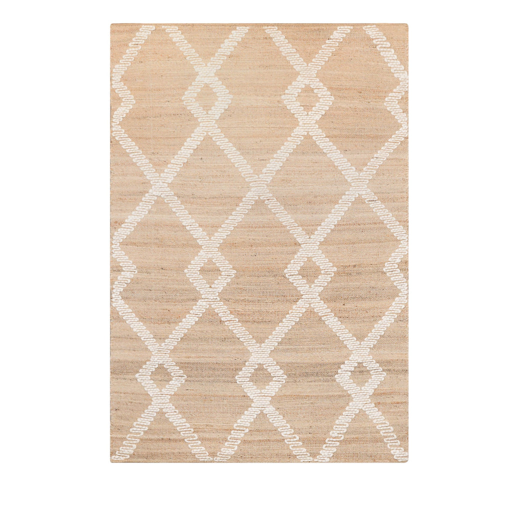 Woven Jute Rug with Wool Pattern 170x120cm