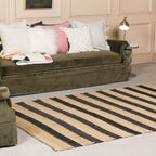 Jute Black Stripe Rug 230x160cm