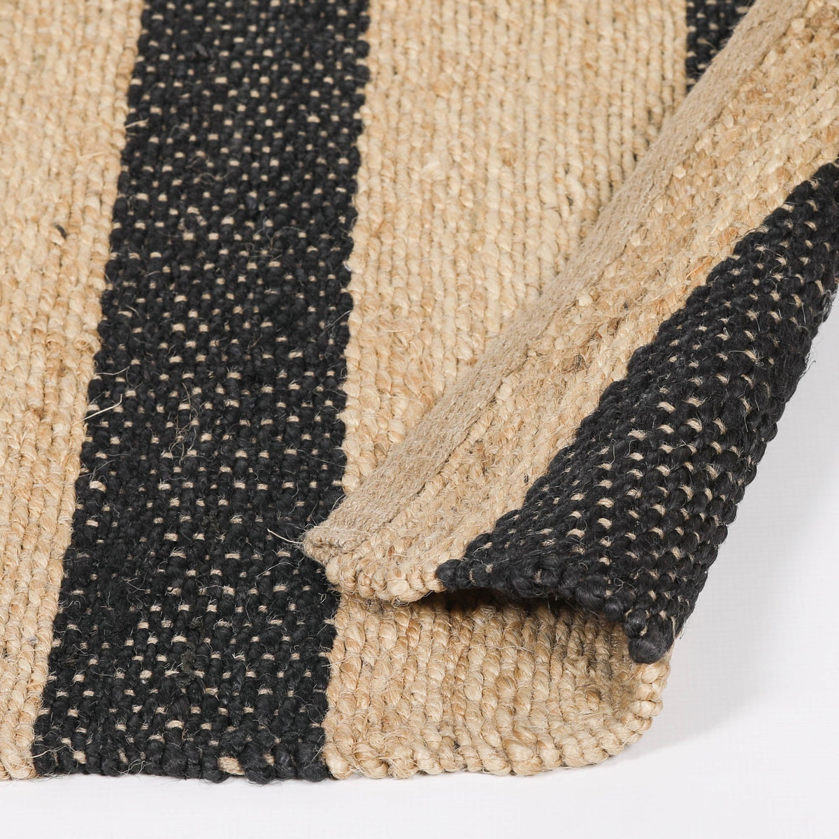 Jute Black Stripe Rug 230x160cm