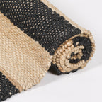 Jute Black Stripe Rug 170x120cm