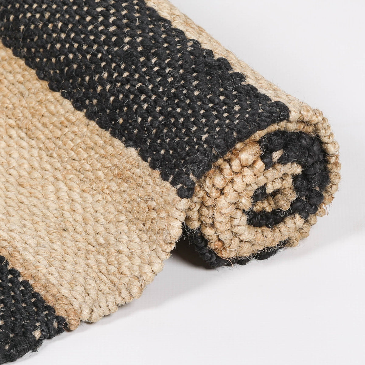 Jute Black Stripe Rug 170x120cm