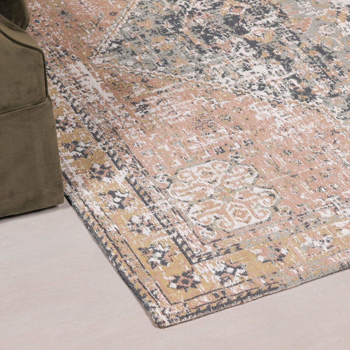 Marine Pink Chenille Washed Rug 260x180cm