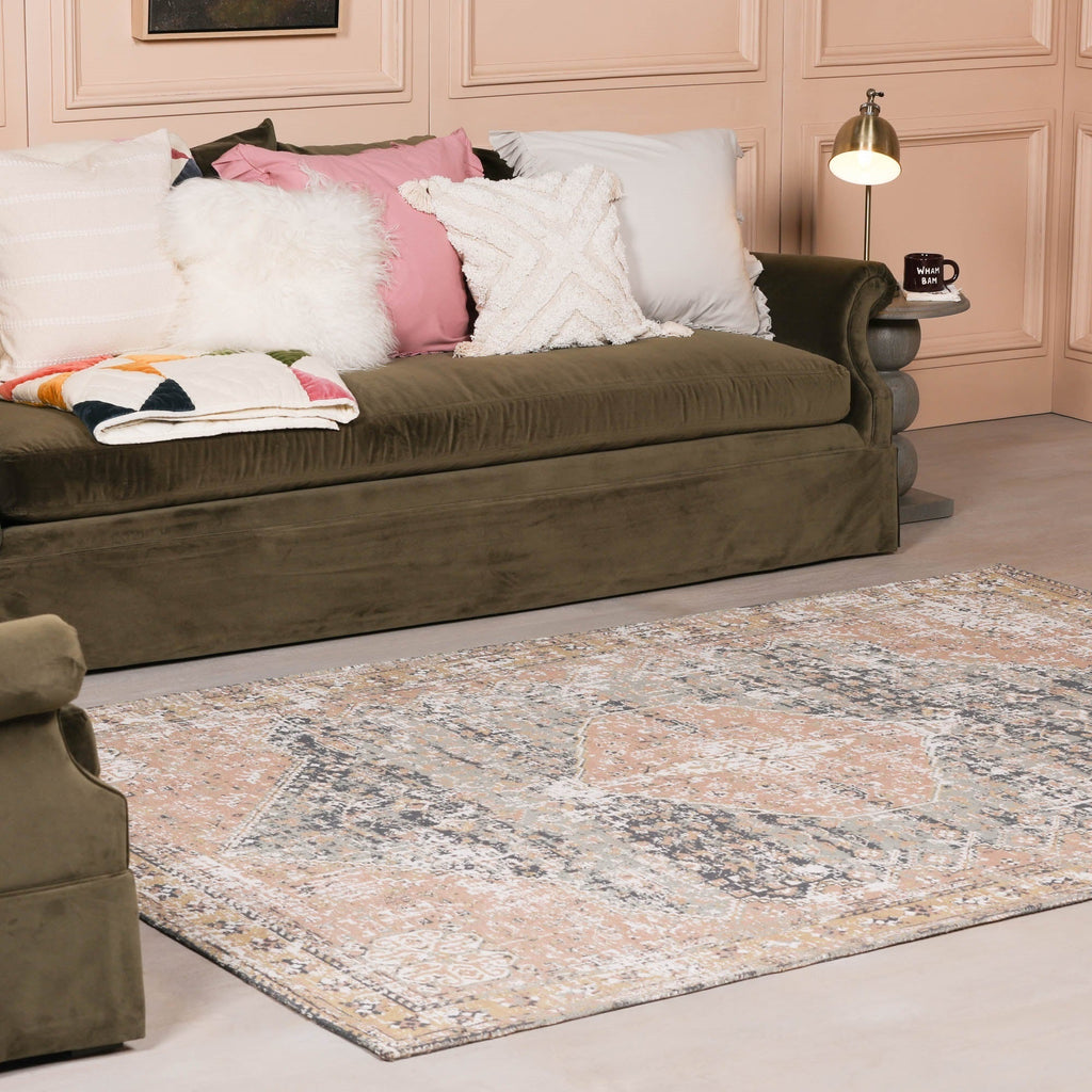 Marine Pink Chenille Washed Rug 170x120cm