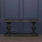 180cm Black Distressed Console Table with Drawers