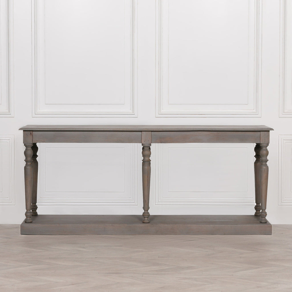 Rustic Wooden Column Leg Console