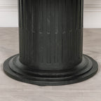 Black Wooden Round Column Dining Table With 4 Black Painted Wooden Cane Dining Chairs