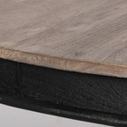 Black Wooden Round Column Dining Table With 4 Chairs