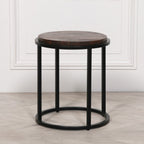 Black Metal Occasional Table with Wooden Top