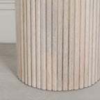 Ribbed Blanchie Wooden Round Side Occasional Table
