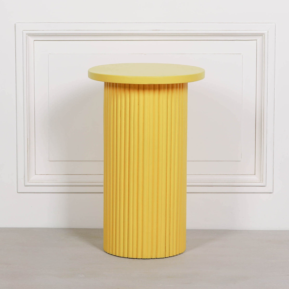 Ribbed Yellow Round Side Occasional Table