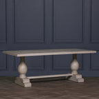 Blanche Wood Rustic Washed Rectangular Dining Table 210cm With 6 Louis Chairs
