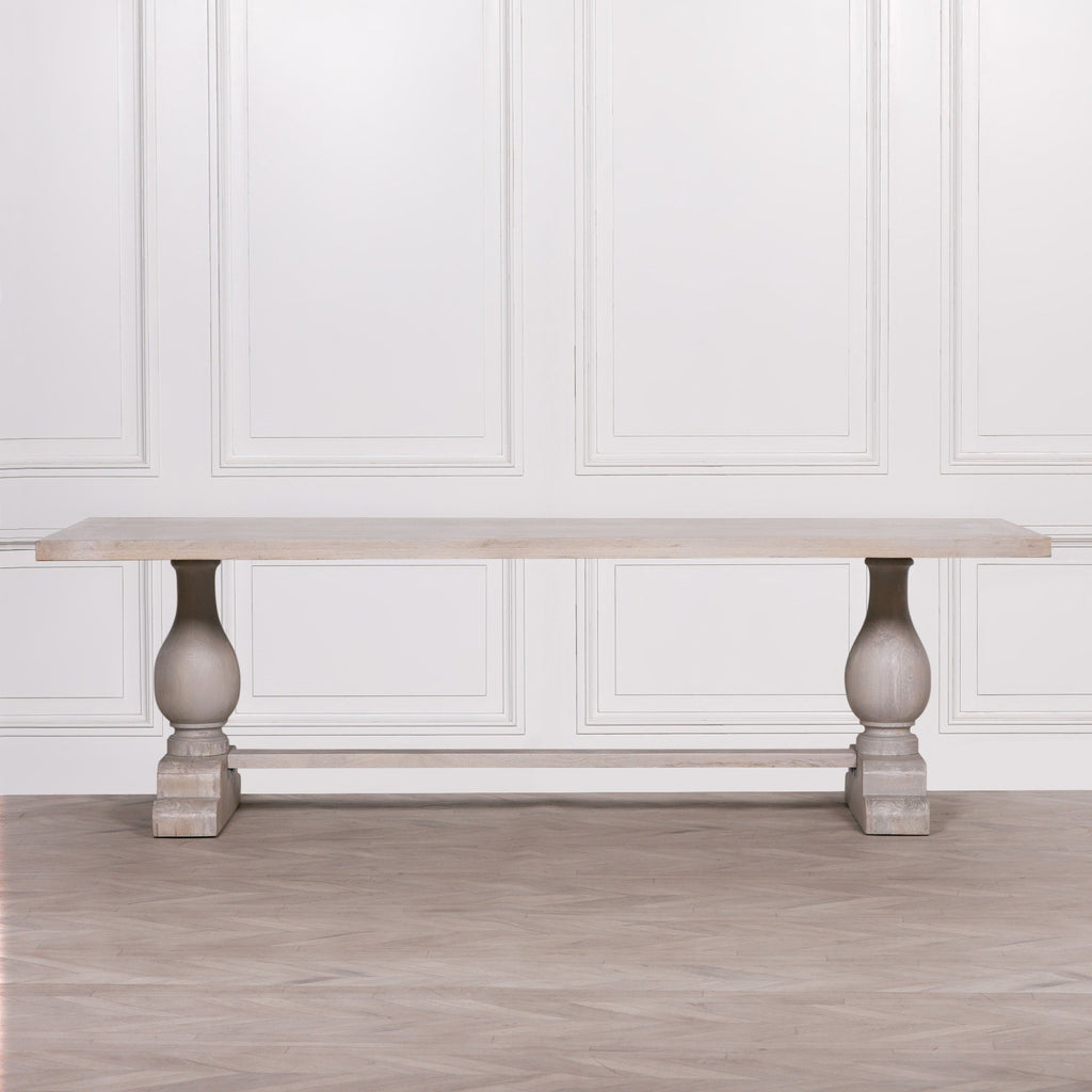 260cm Blanche Wood Rustic Rectangular Dining Table With 8 Louis Chairs