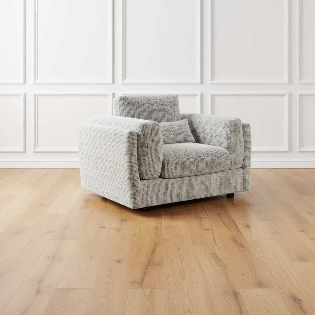 Gray armchair on a white background HARRY CHRISTIAN HOME BELLAGIO ARMCHAIR IN GREY 