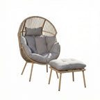 LIGHT GREY CUSHION GARDEN STANDING EGG CHAIR