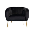 Black Velvet Armchair with Gold Legs