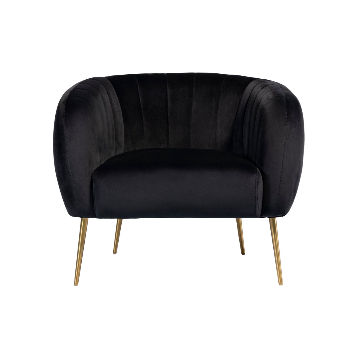 Black Velvet Armchair with Gold Legs