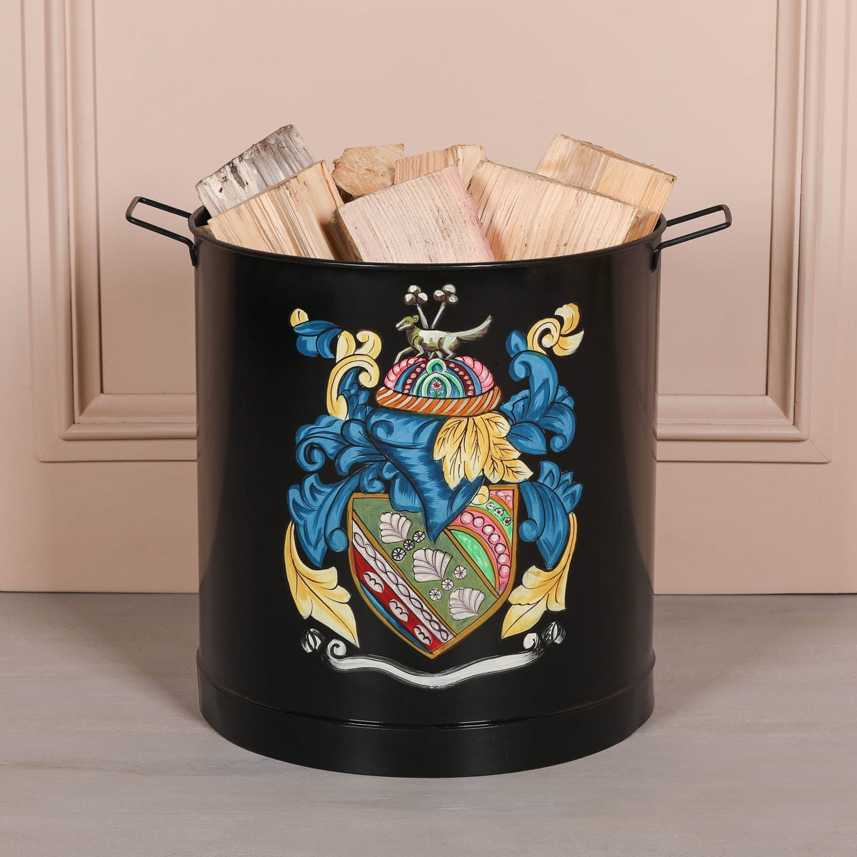 Black Painted Large Iron Heavy Duty Log Bucket