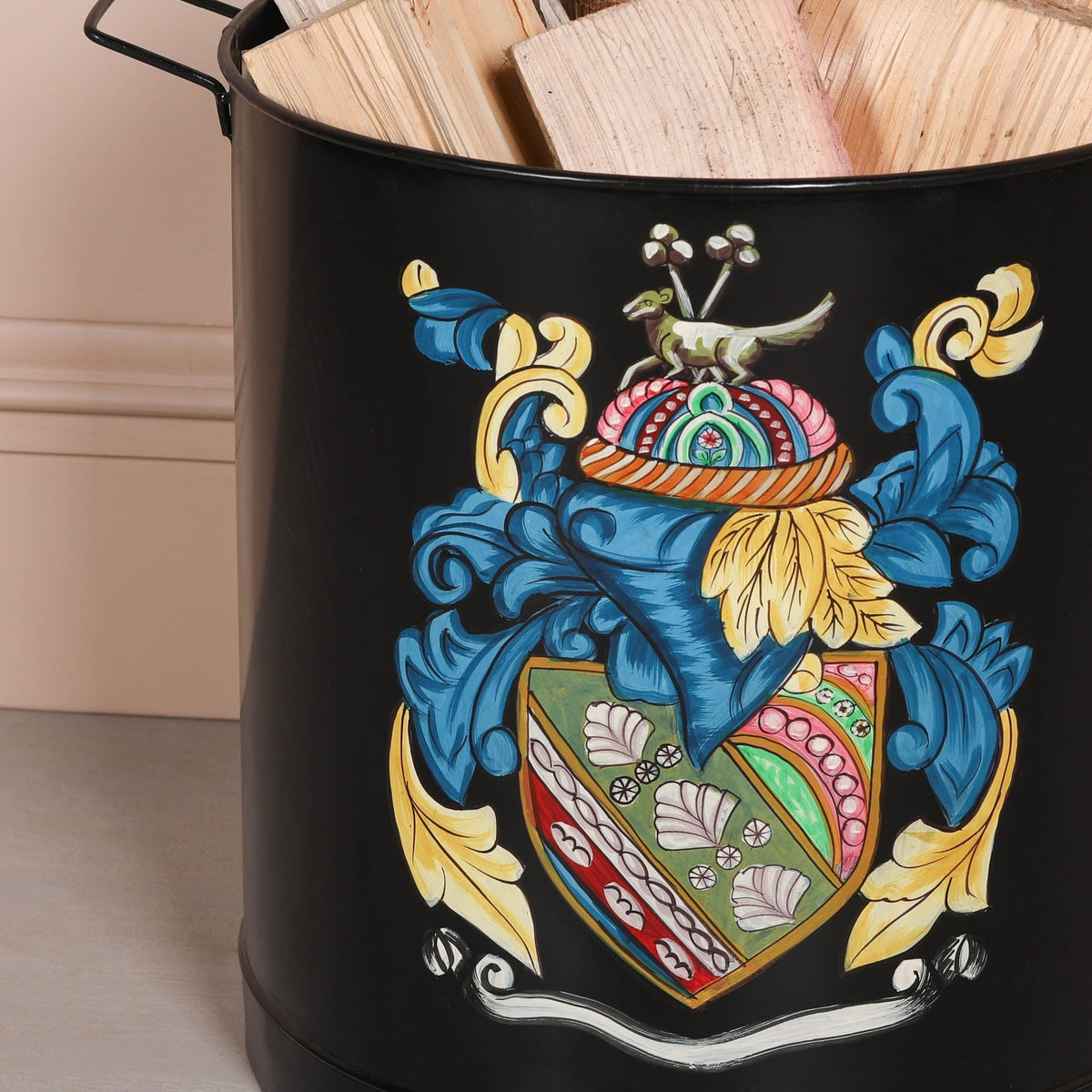 Black Painted Large Iron Heavy Duty Log Bucket