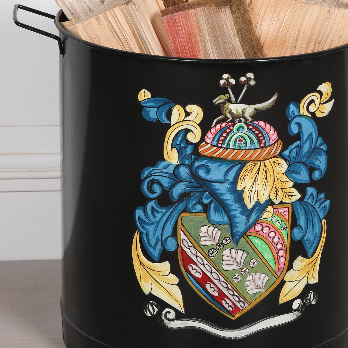 Black Painted Large Iron Heavy Duty Log Bucket