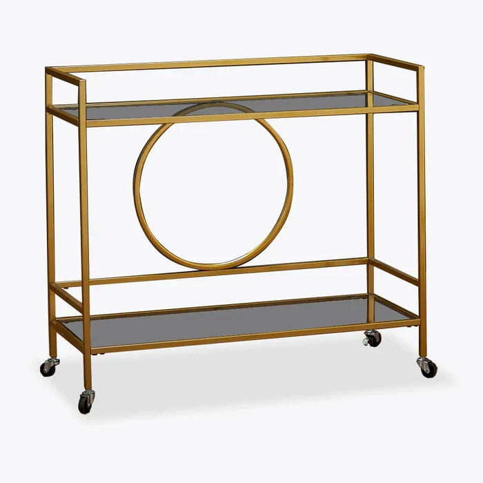 Gold Art Deco Rectangular Drinks Trolley