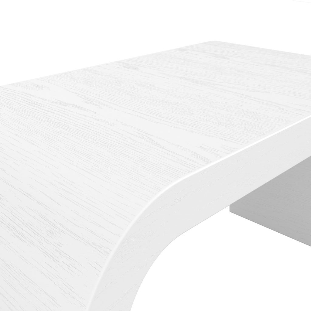 White Wood Grain Effect Arched Coffee Table