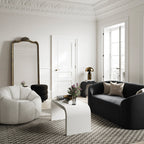 White Wood Grain Effect Arched Coffee Table
